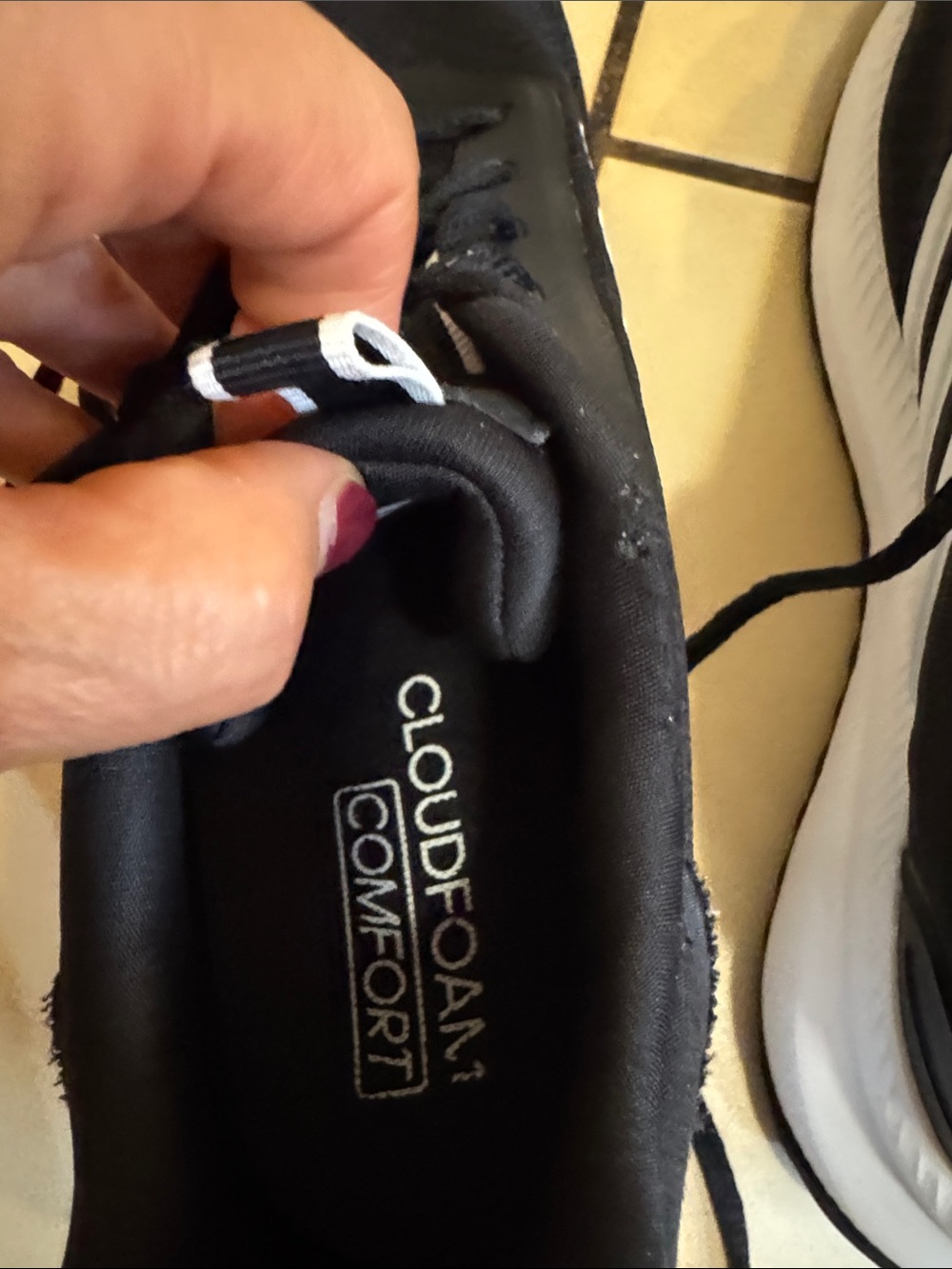 adidas Men’s Black & White Cloudfoam Athletic Sneakers - Picture 7 of 7